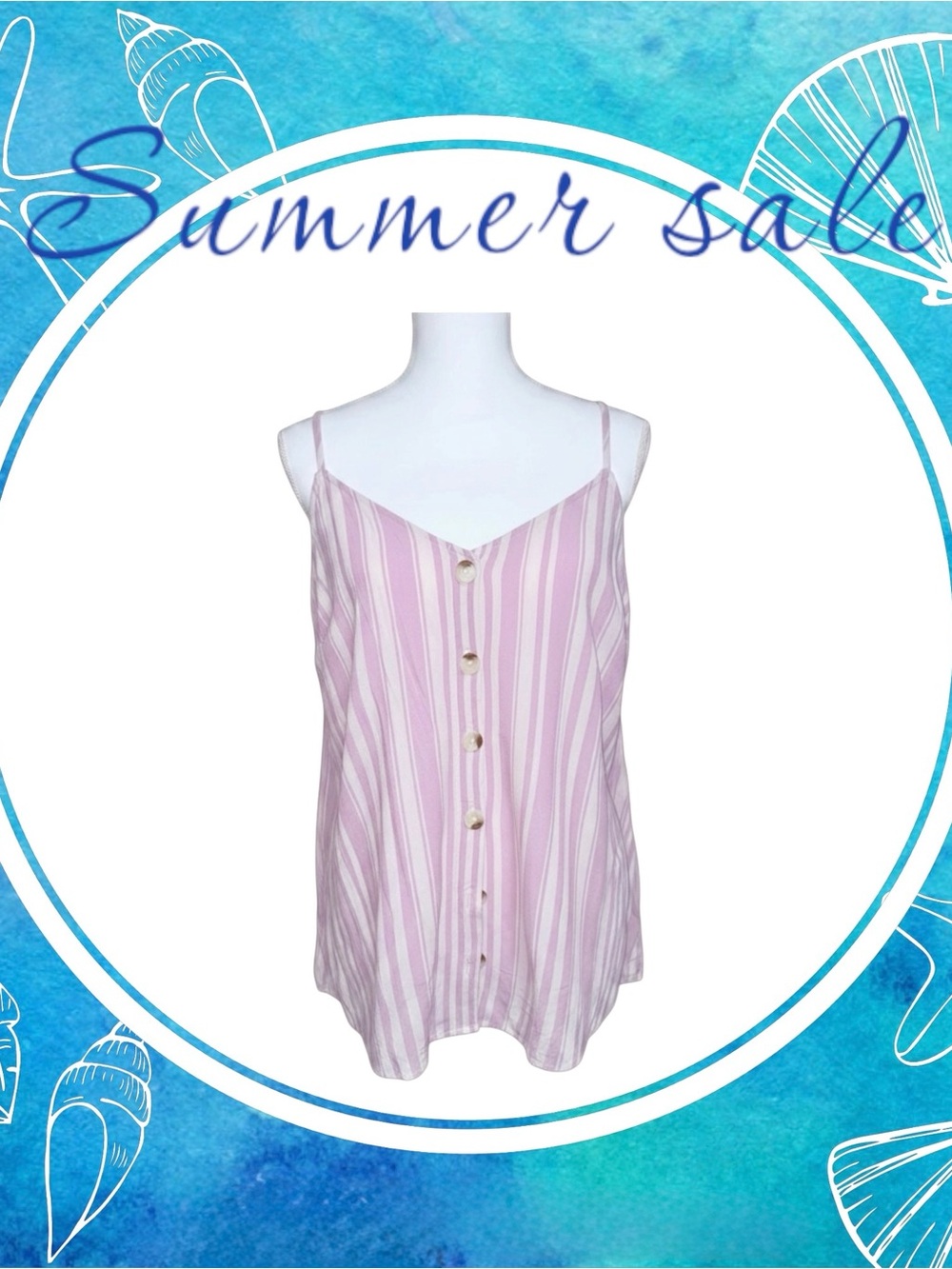 torrid Pink and White Striped Button-Front Cami